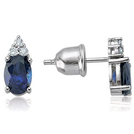 1.50 ct. Pırlanta Safir Küpe